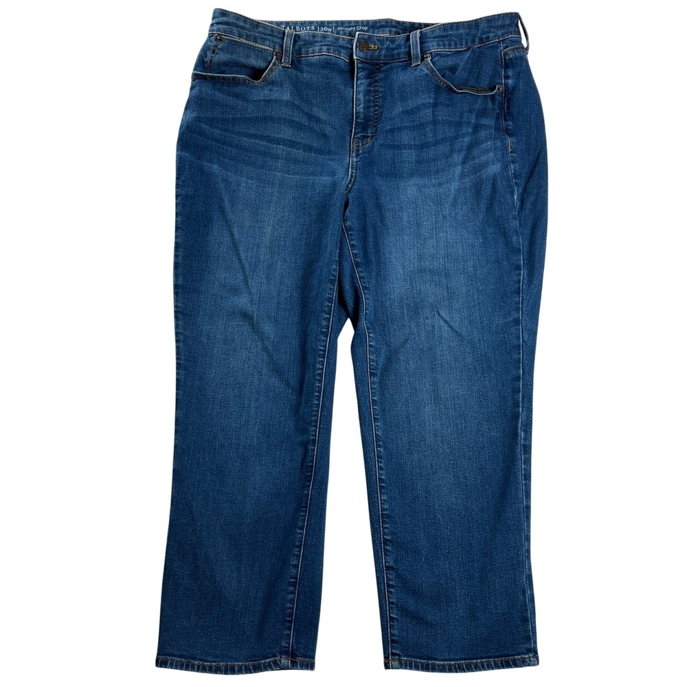 Talbots Flawless Straight Crop Jeans Stretch Denim Blue Womens 16W